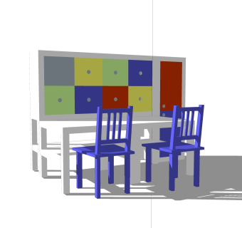 现代儿童桌椅免费su模型，儿童桌椅skp模型下载