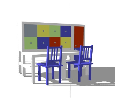 现代儿童桌椅免费su模型，儿童桌椅skp模型下载