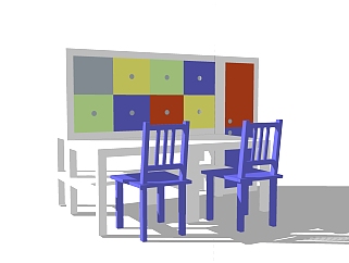 现代儿童桌椅免费su模型，儿童桌椅skp模型下载