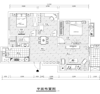 现代两居施工图效果图cad图纸下载