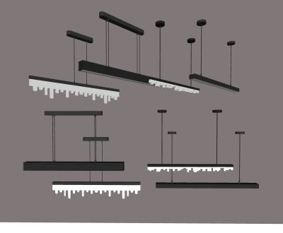 现代办公吊灯组合草图大师模型，办公吊灯sketchup模型下载