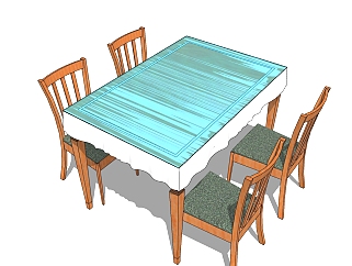 <em>日式桌椅</em>草图大师模型，桌椅组合skp文件下载