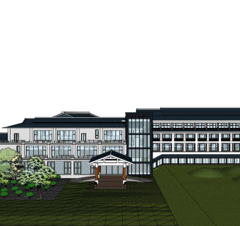 山地度假酒店草图大师模型下载、山地度假酒店su模型下载