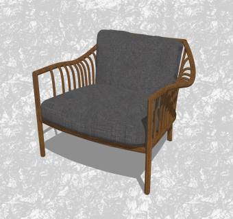 现代布艺休闲椅sketchup模型，扶手背靠椅草图大师模型下载