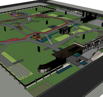 现代新中式景观示范区sketchup模型下载