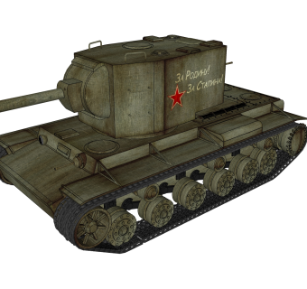 苏联KV-2重型坦克su模型，苏联KV-2重型坦克sketchup模型下载