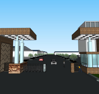 现代岗亭SU模型，岗亭SKB文件下载