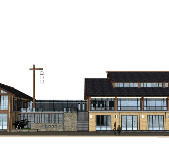 现代简易风格独栋别墅草图大师模型下载，独栋别墅sketchup模型