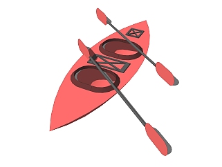 现代双人赛艇su模型，双人赛艇草图大师模型下载