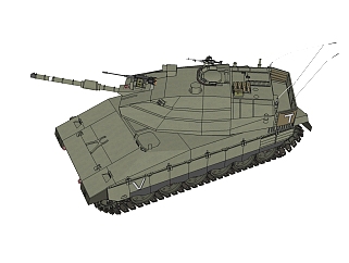 以色列Merkava梅卡瓦MK4型<em>坦克</em>草图大师<em>模型</em>，<em>坦克</em>SU...