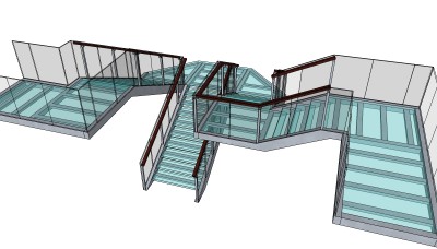 现代简约楼梯草图大师模型，楼梯sketchup模型下载