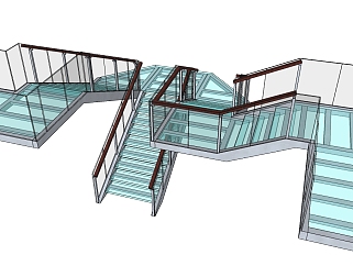 现代<em>简约</em>楼梯草图大师模型，楼梯sketchup模型下载