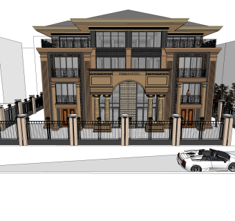 欧式别墅su模型，别墅skb文件下载