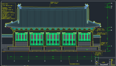 大殿古建筑设计CAD图纸，大殿古建筑CAD图纸下载