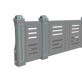 现代墙体草图大师模型，双人床SKP模型下载