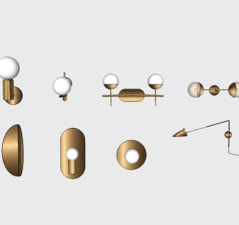 现代金属壁灯sketchup模型，壁灯草图大师模型下载