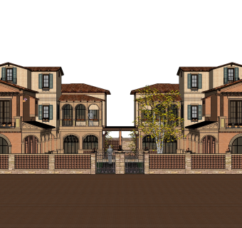 欧式别墅SU模型，别墅SKP模型下载