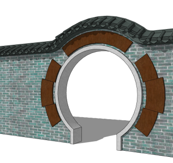 月洞门sketchup模型下载，月洞门草图大师模型