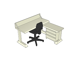  现代卡座办公桌草图大师模型，办公桌sketchup模型下载