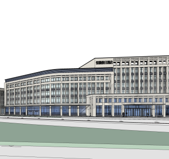 现代办公楼草图大师模型，办公楼sketchup模型免费下载