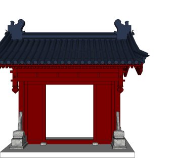 中式古建筑垂花门草图大师模型下载、古建筑垂花门su模型下载