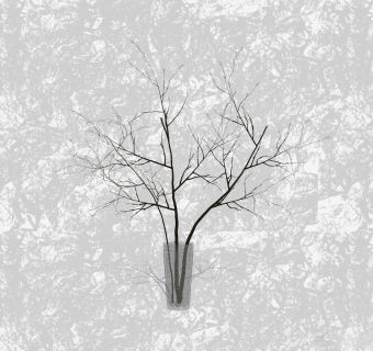 枯树枝插花su模型，花瓶花艺草图大师模型下载