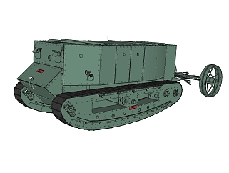 <em>英国</em>1915小游民坦克草图大师模型，坦克SU模型下载