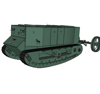 英国1915小游民坦克草图大师模型，坦克SU模型下载