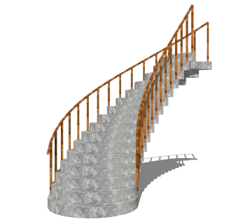 现代弧形楼梯草图大师模型，弧形楼梯sketchup模型免费下载