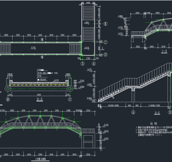 钢结构天桥CAD图纸，钢结构CAD建筑图纸下载