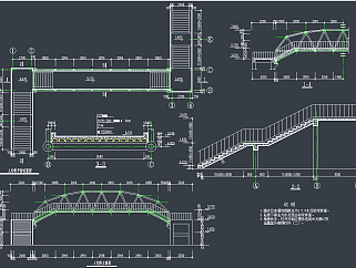钢结构天桥CAD图纸，钢结构CAD建筑图纸下载