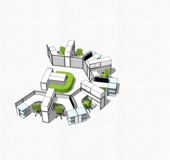 现代办公桌su模型，办工桌sketchup模型下载