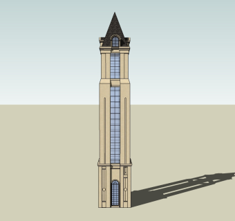 法式塔楼草图大师模型skp模型，塔楼sketchup模型skp文件下载