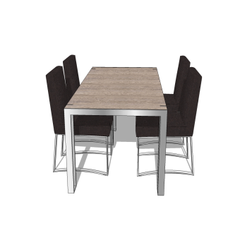 现代餐桌椅免费su模型，现代餐桌椅sketchup模型下载