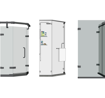 现代淋浴门草图大师模型，浴室门SU模型下载