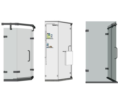 现代淋浴门草图大师模型，浴室门SU模型下载