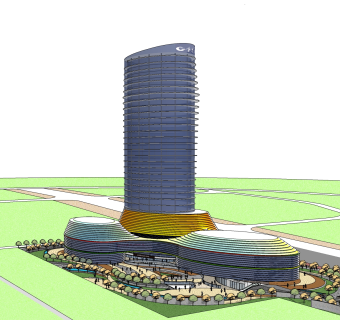 现代造型商场草图大师模型，商业综合体sketchup模型免费下载