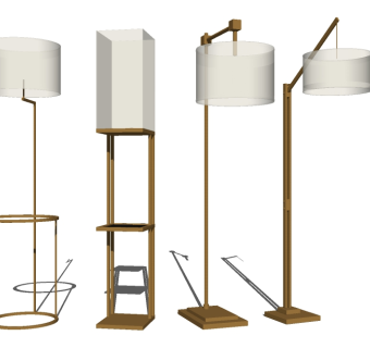 现代金属吊灯落地灯su模型，落地灯sketchup模型下载