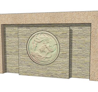 现代景观墙skp文件下载，景观墙SU模型