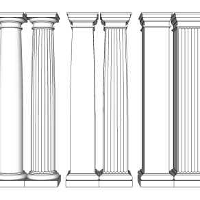 多立克罗马柱skp文件下载，罗马柱草图大师模型