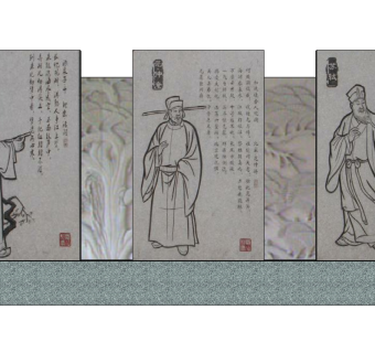 中式景观墙sketchup模型下载，景观墙草图大师模型