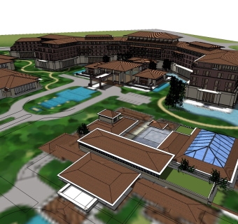 现代酒店草图大师模型下载、现代酒店su模型下载