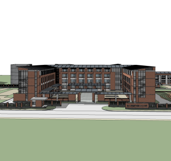 现代办公楼外观草图大师模型，办公楼外观sketchup模型免费下载