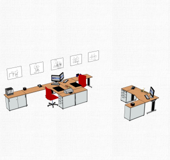 现代办公桌su模型，办工桌sketchup模型下载