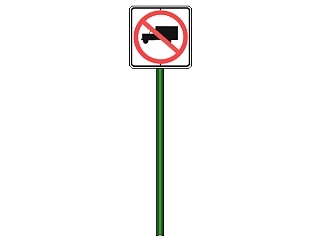 现代禁止货车道路<em>交通</em>标志牌su模型下载、禁止货车道路...