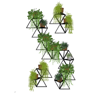 现代绿植墙花架sketchup模型下载，绿植墙草图大师模型