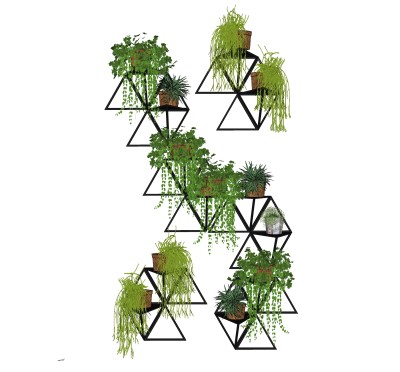 现代绿植墙花架sketchup模型下载，绿植墙草图大师模型