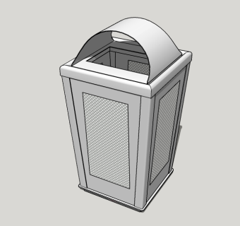 现代金属垃圾桶草图大师模型，垃圾桶SU模型下载