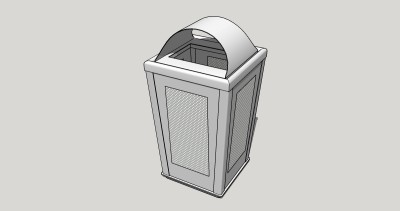 现代金属垃圾桶草图大师模型，垃圾桶SU模型下载