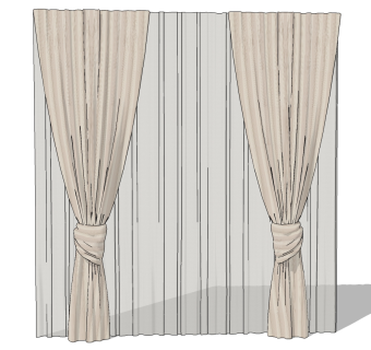 现代窗帘草图大师模型下载、现代窗帘su模型下载